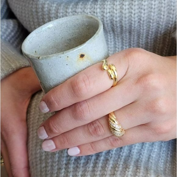 Size 10 Womens Gold Plated‎ Zircon Dome  Twisted Ring - Picture 13 of 15